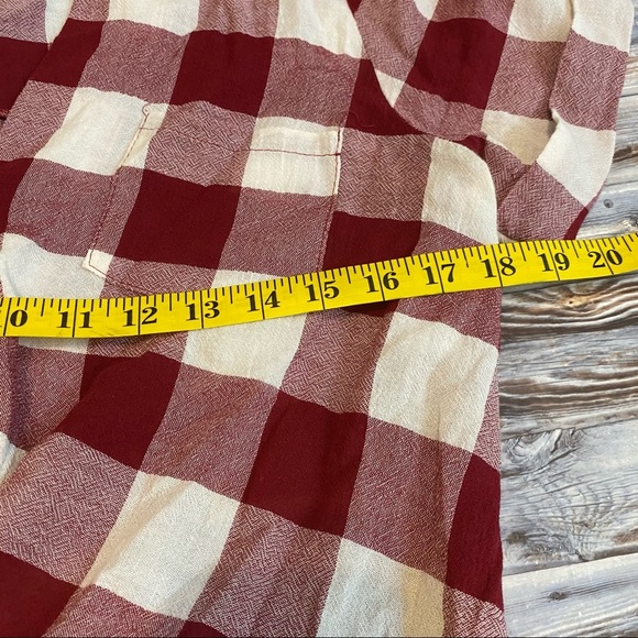 Floreiza Plaid Printed Surplice Blouse Red Sz M - Picture 5 of 6